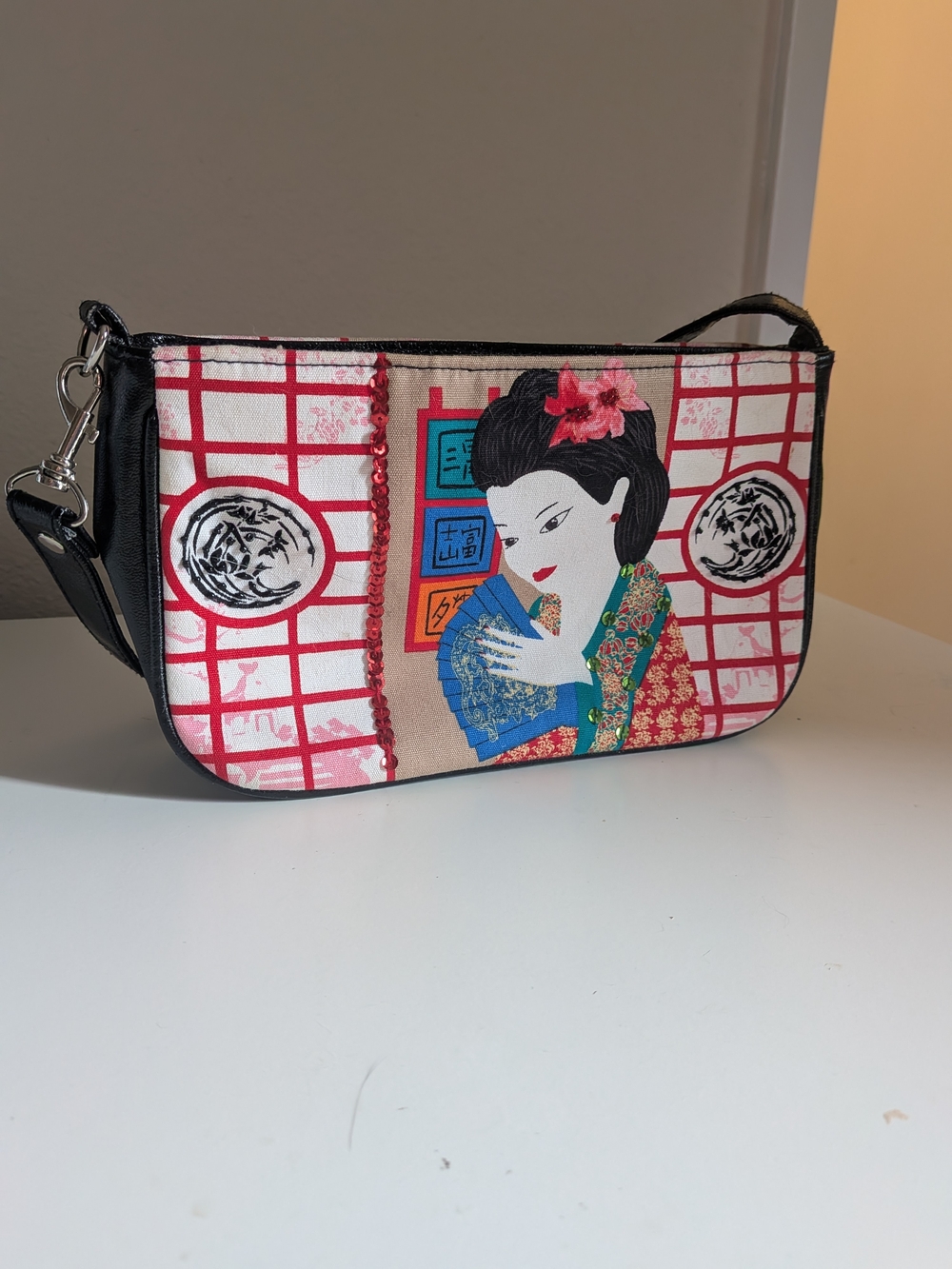 Merona Pink and Black Geisha Mini Crossbody Bag